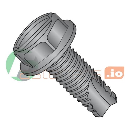 Newport Fasteners Thread Cutting Screw, #8-32 x 1/2 in, Black Oxide Steel Hex Head Slotted Drive, 10000 PK 661049
